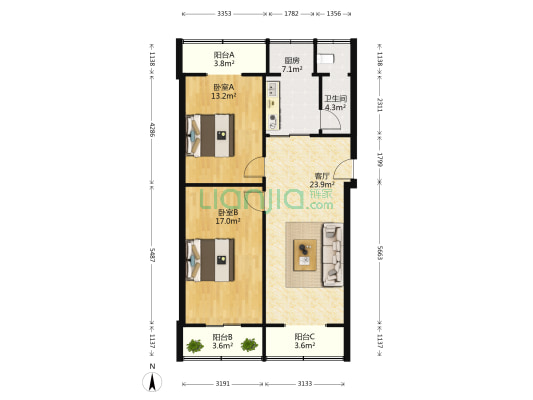 东风路北一巷6号 2室1厅1卫 84平方
