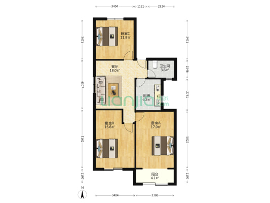 浣纱三村 3室1厅1卫 93平方