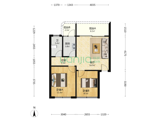 德蕾雅苑 2室1厅1卫 80平方