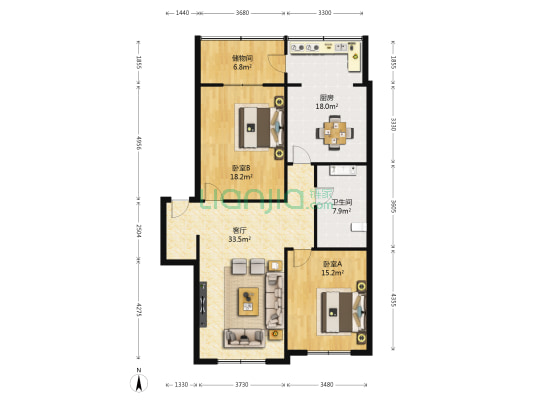 长春路38号 2室1厅1卫 112平方