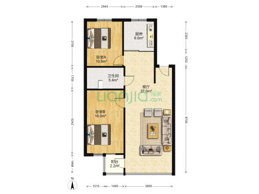 春柳人家 2室1厅1卫 93平方