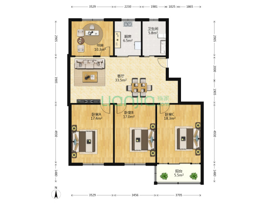 堰桥街道堰桥东路 4室1厅1卫 130平方