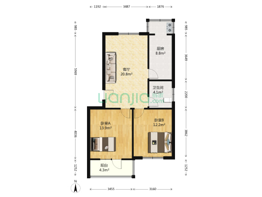 西湖楼 2室1厅1卫 80平方