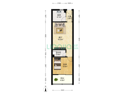 泰山小区 1室1厅1卫 50平方