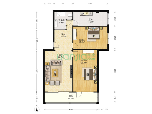 市国税局家属院(庆阳路) 2室2厅1卫 134平方