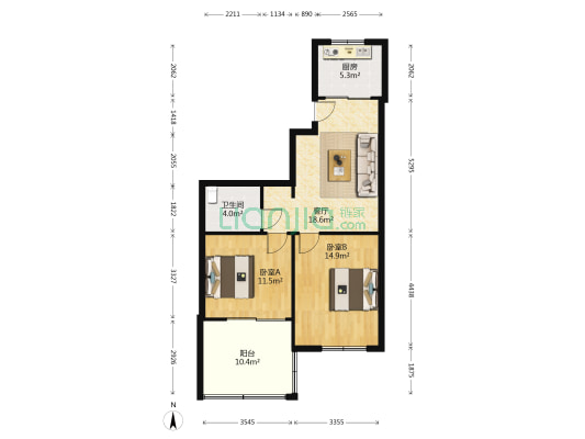 中伟新居 2室1厅1卫 59平方