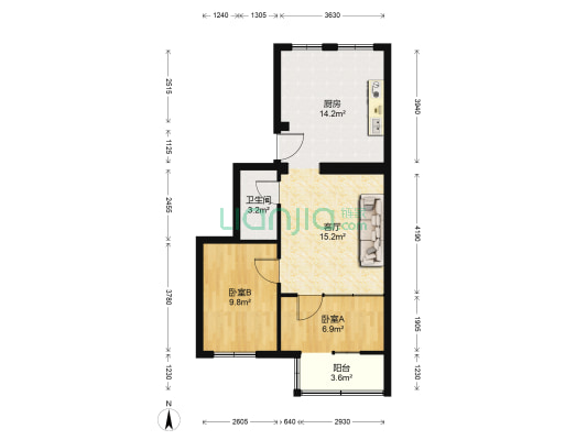 三义庙南1号 2室1厅1卫 71平方