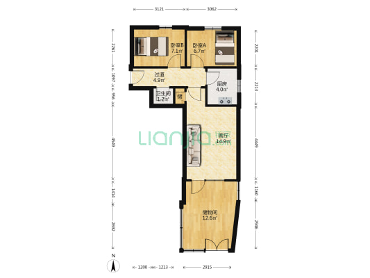 经十路26017 2室1厅1卫 54平方