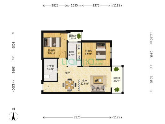 广福城沁福园 2室1厅1卫 70平方