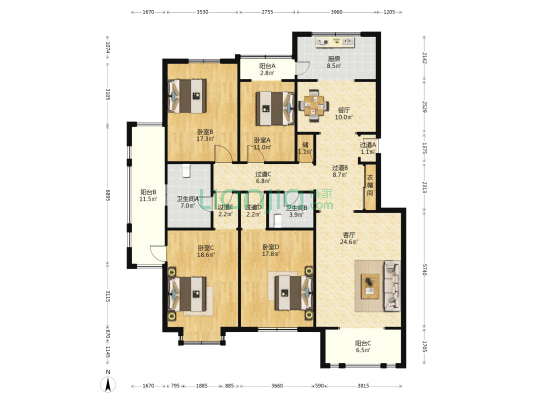 博美园 4室2厅2卫 204平方