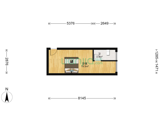 兴茂盛世国际 1室0厅1卫 35平方