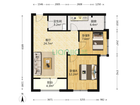 晶品枫林 2室1厅1卫 79平方