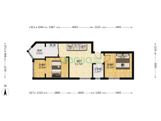 早慈巷小区 2室1厅1卫 57平方