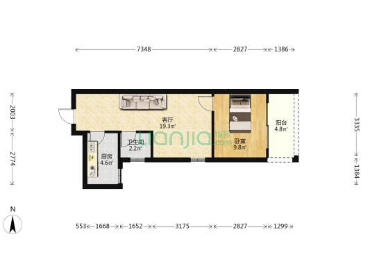 安得大厦微时代 1室1厅1卫 54平方