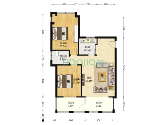 城南郡 2室1厅1卫 105平方