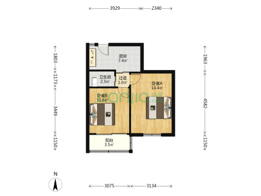 定安路44号 2室0厅1卫 45平方