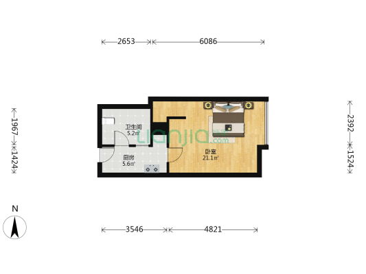 美亚国际商务公寓 1室0厅1卫 53平方