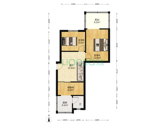 解放西街10号 2室1厅1卫 60平方
