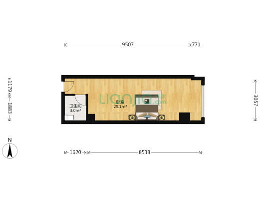 裕天国际商汇中心 1室0厅1卫 45平方