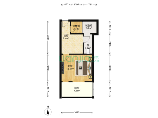 制锦市福祥街 1室1厅2卫 43平方
