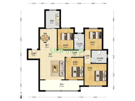 新城云樾晓院二期 4室2厅2卫 156平方
