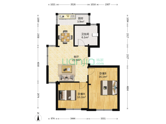 立功小区 2室1厅1卫 83平方