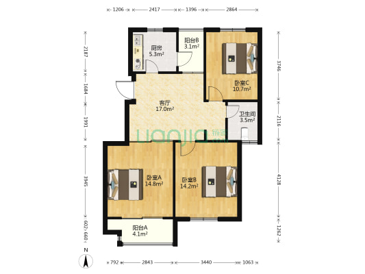 瑞祥佳苑 3室1厅1卫 92平方