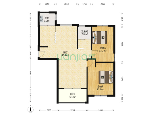 新理想家 2室1厅1卫 104平方