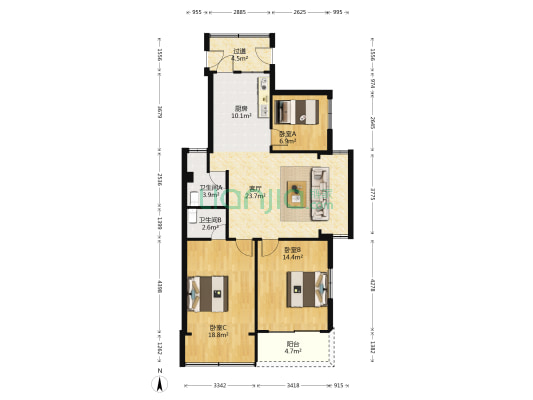 金瓯大楼 3室1厅2卫 102平方
