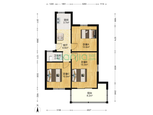 茶亭东街9巷 3室1厅1卫 70平方