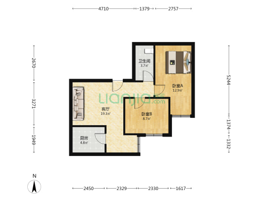 朝阳花园小区C区 2室1厅1卫 72平方