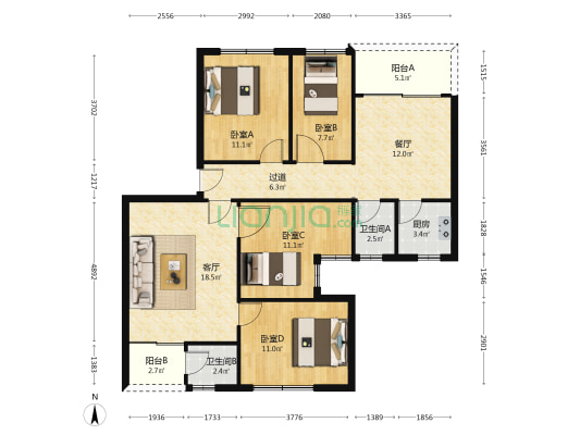 新惠楼 4室2厅2卫 112平方