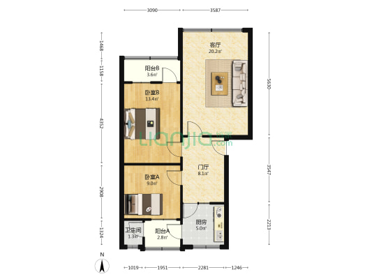 汉口路二段98号 2室1厅1卫 77平方