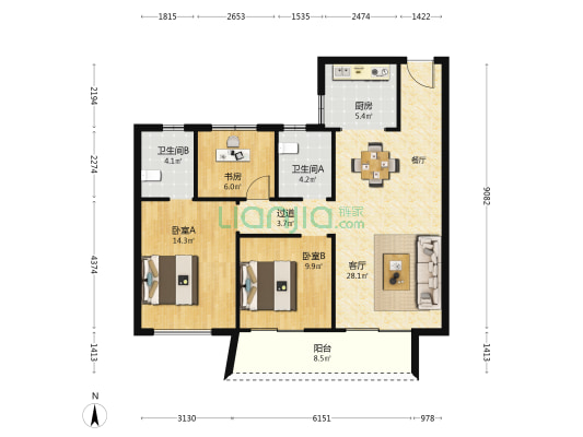 东和和美嘉苑 3室1厅2卫 111平方