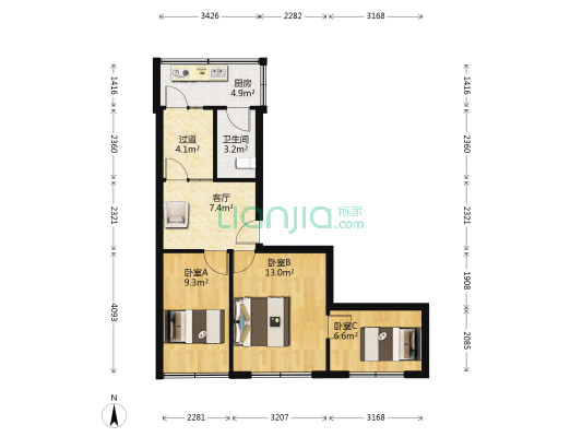 玉沙路143号院 3室1厅1卫 58平方