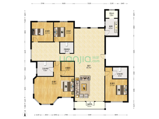 卡梅尔天澔园 4室1厅3卫 259平方