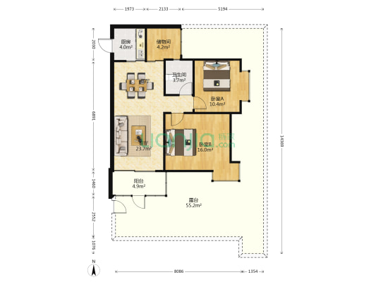 名苑 2室1厅1卫 79平方