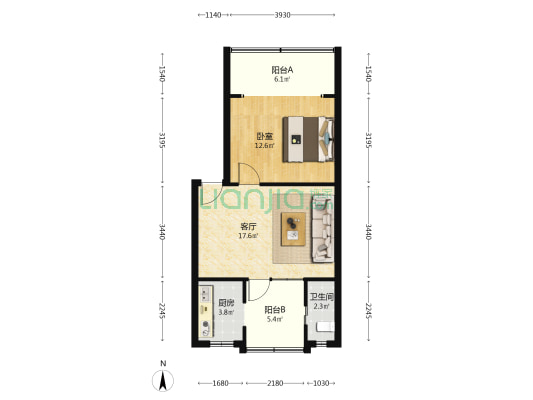 上半节巷12号 1室1厅1卫 56平方