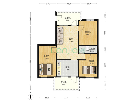 新河北路31号 3室1厅1卫 66平方