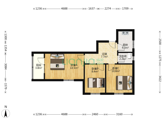 大成路 3室0厅1卫 64平方