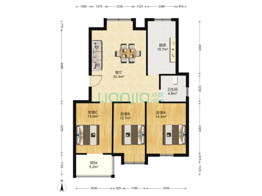 花园一期 3室1厅1卫 113平方
