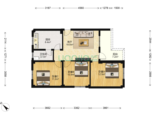 石马东街24号 3室1厅1卫 84平方