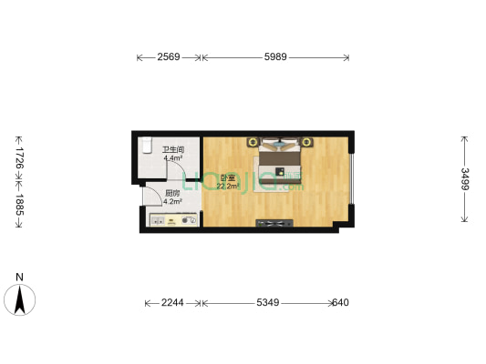 丰和时代大厦 1室0厅1卫 51平方
