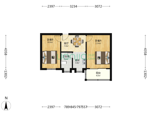 河路道 2室1厅1卫 51平方