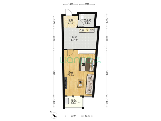 五度领寓 1室0厅1卫 67平方