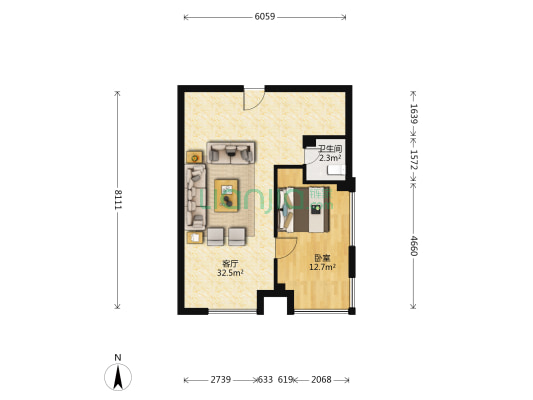 五洲国际广场 1室1厅1卫 65平方