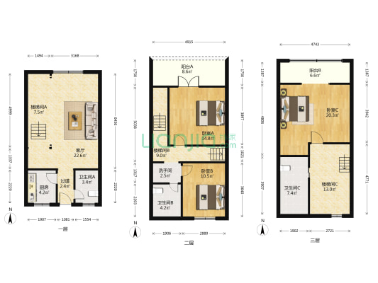 芙蓉古城苏州区 3室1厅4卫 143平方