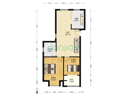 熙景福苑 2室1厅1卫 88平方