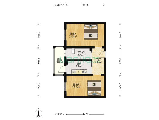 好民居滨港水岸A区(陶瓷小区西区) 2室0厅1卫 76平方