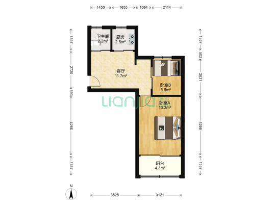 地勘新苑 2室1厅1卫 45平方